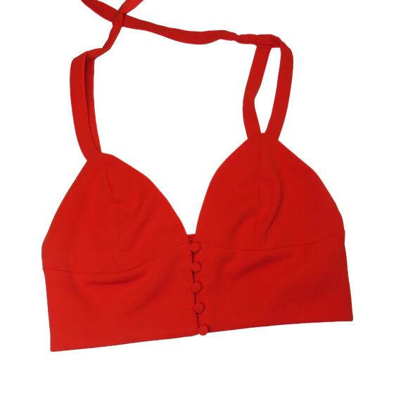 Forever 21 Sexy Red Pin Up V-Neck Sweetheart Button Up Cropped Tank Top Small - Picture 2 of 7